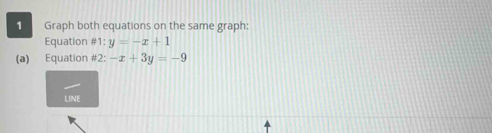 1 (a) graph both equations on the same graph: equation #1: $y = -x + 1$…