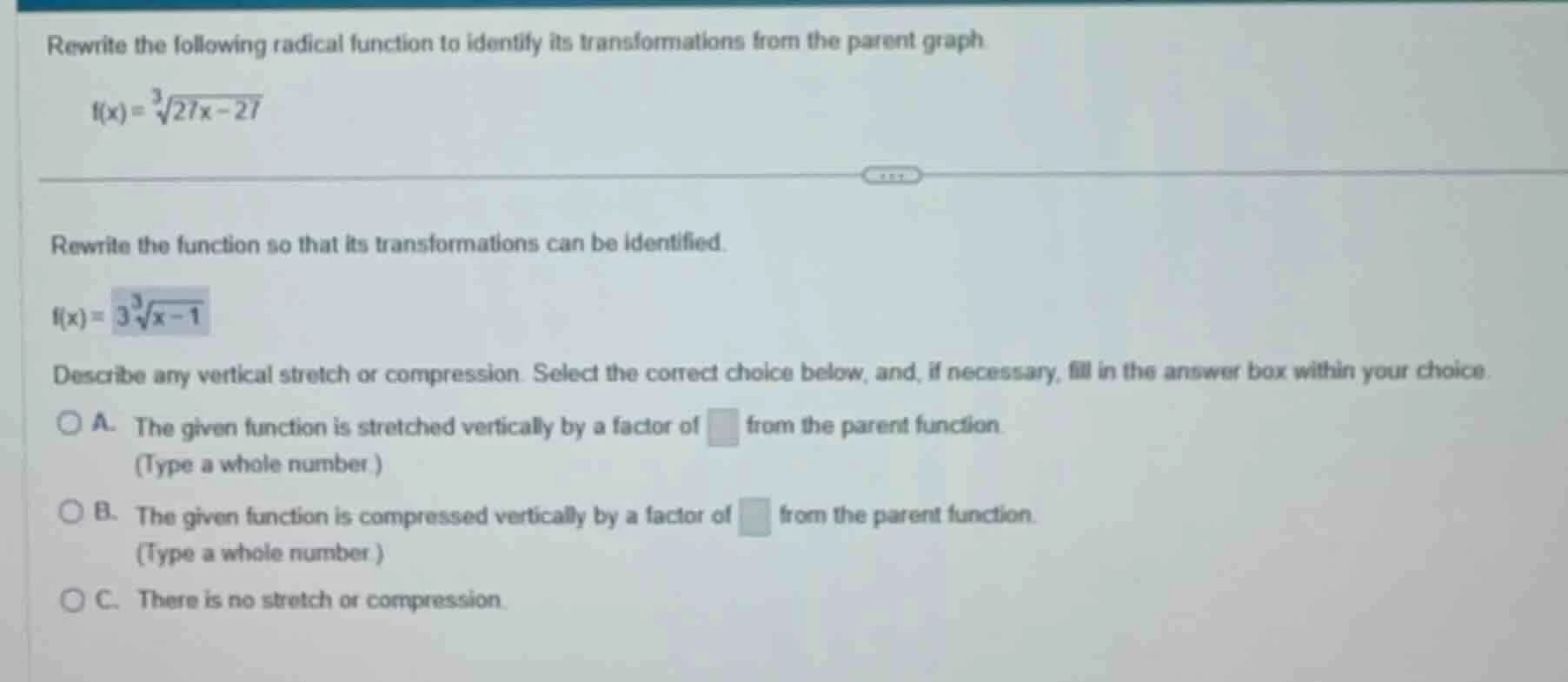 rewrite the following radical function to identify its transformations …