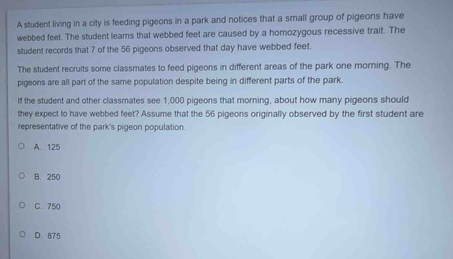 a student living in a city is feeding pigeons in a park and notices tha…