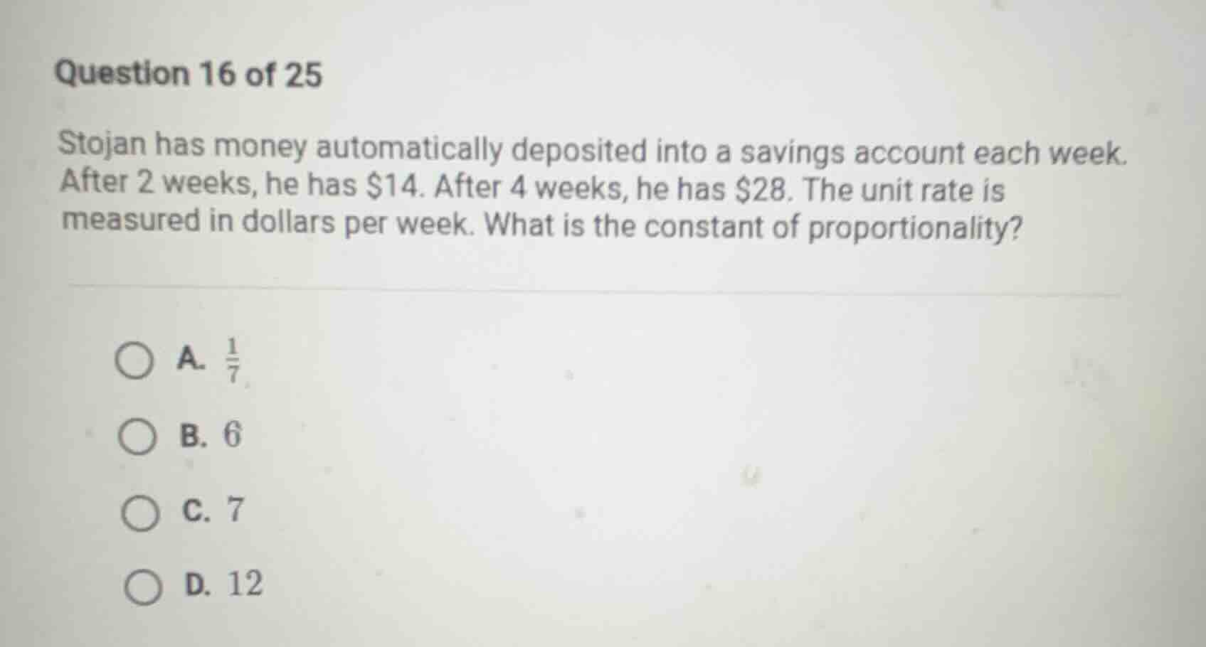 question 16 of 25 stojan has money automatically deposited into a savin…