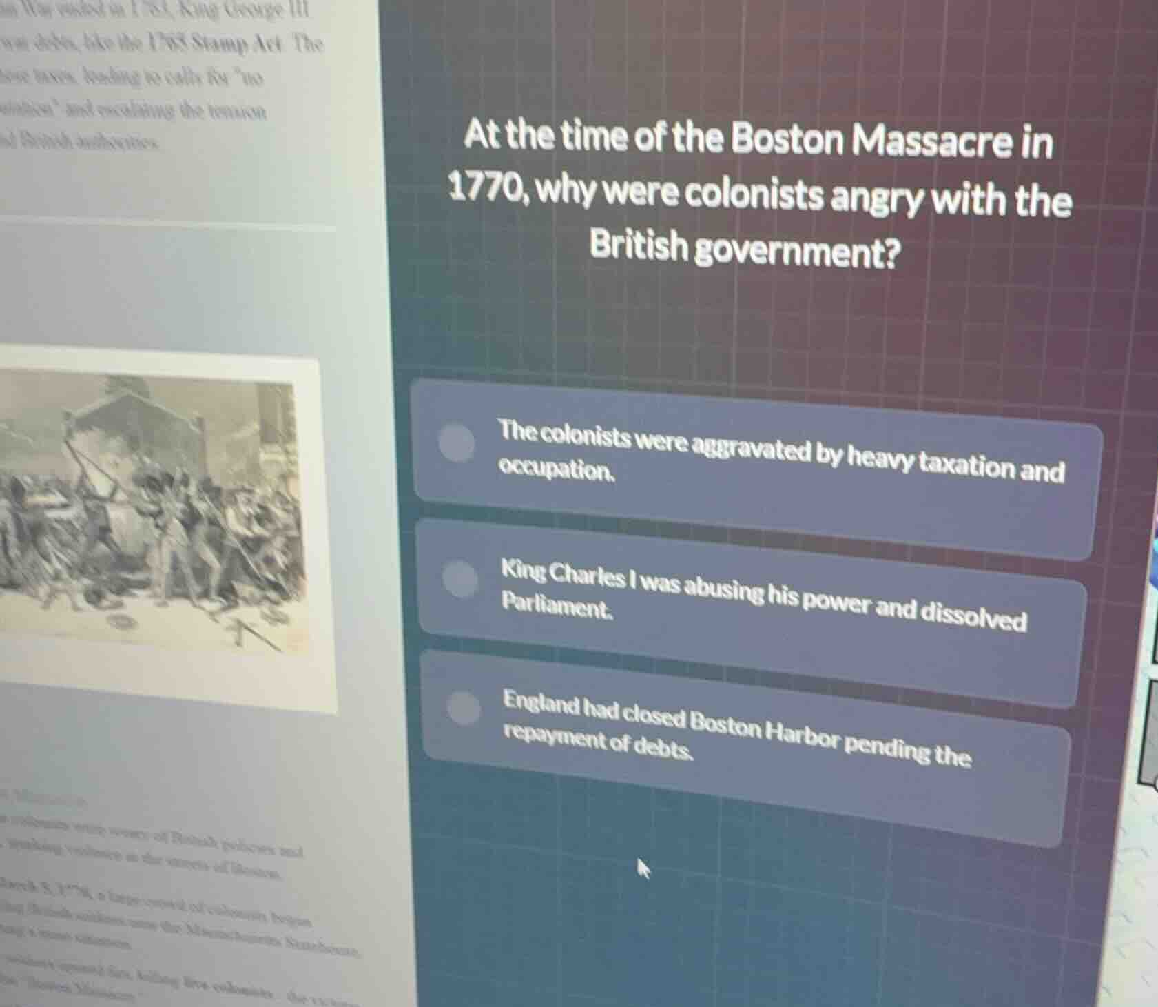 at the time of the boston massacre in 1770, why were colonists angry wi…