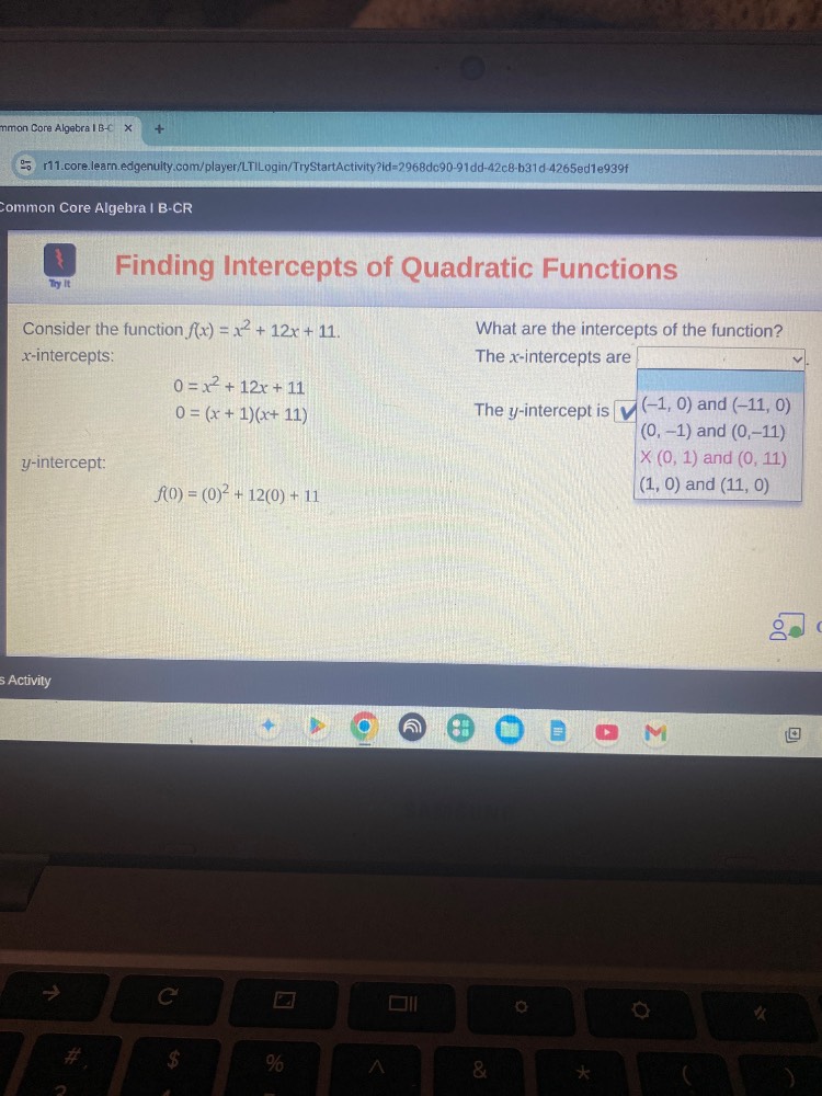 finding intercepts of quadratic functions consider the function ( f(x) …