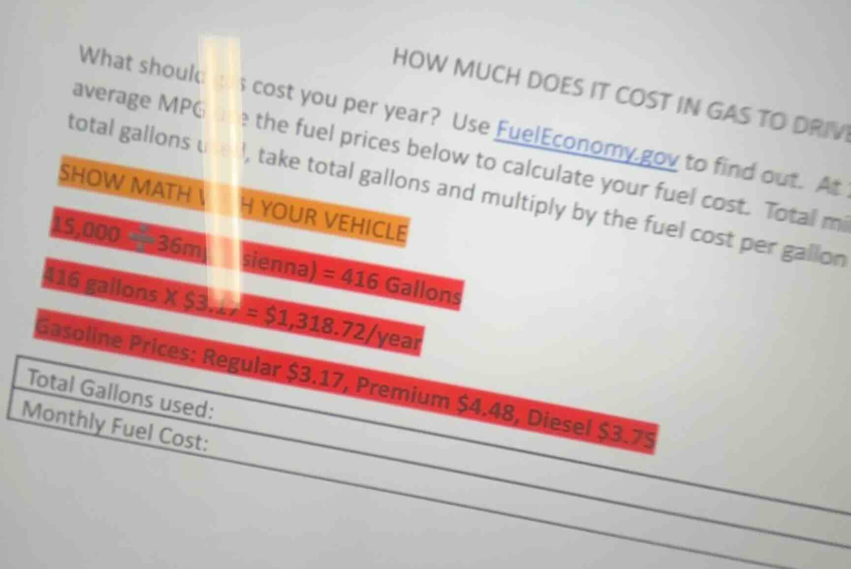 how much does it cost in gas to drive what should it cost you per year?…