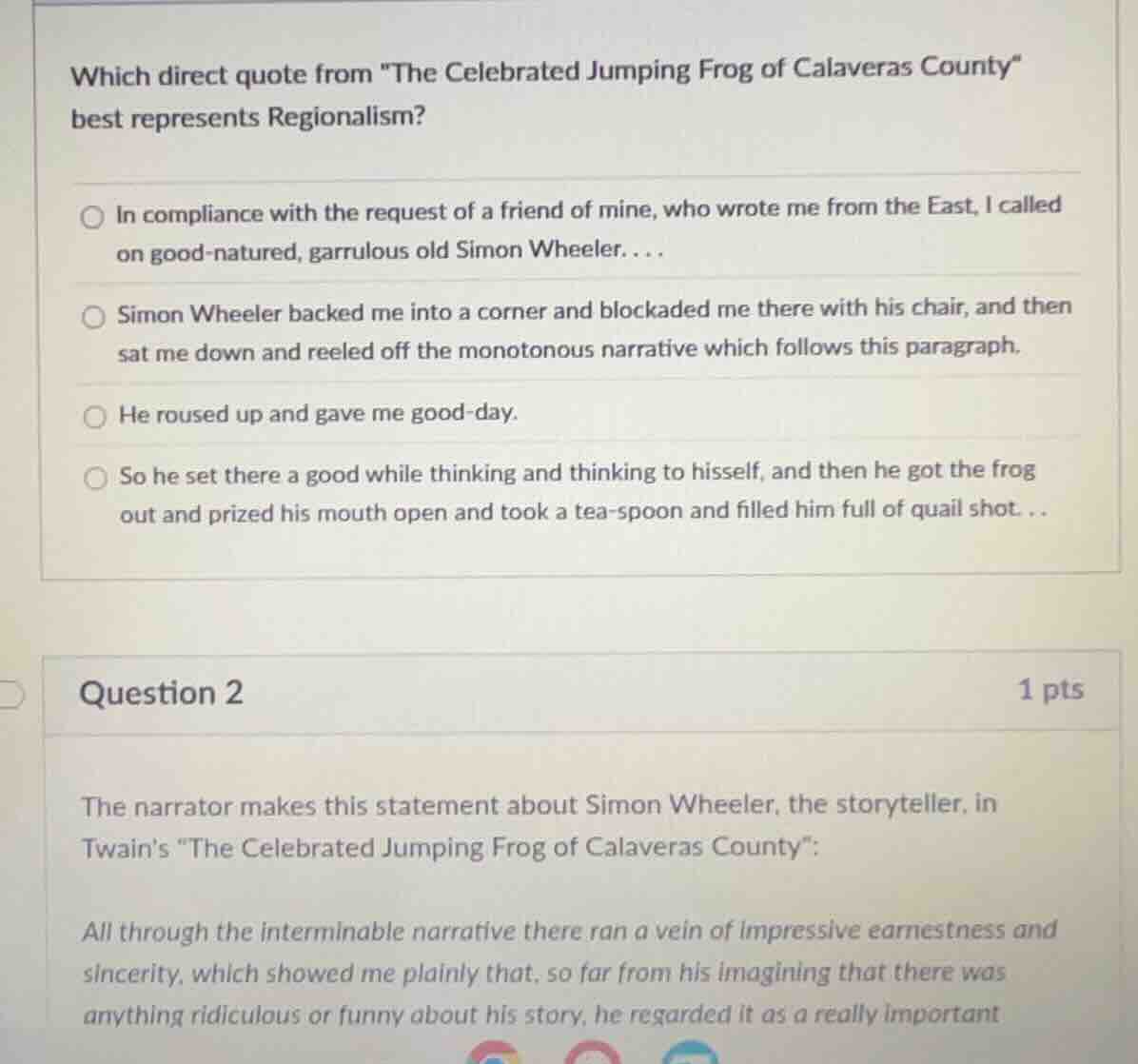 which direct quote from \the celebrated jumping frog of calaveras count…