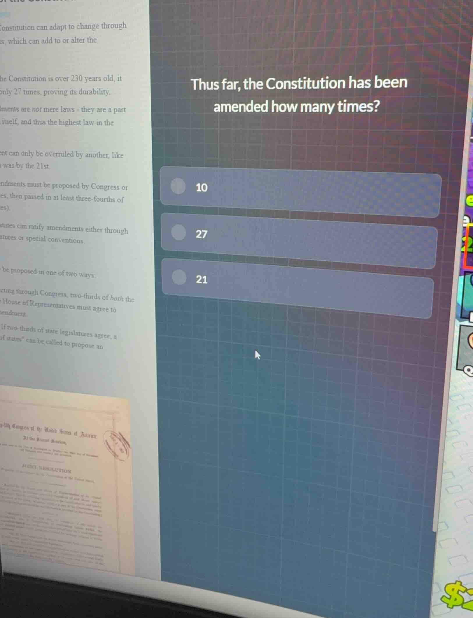 thus far, the constitution has been amended how many times? 10 27 21