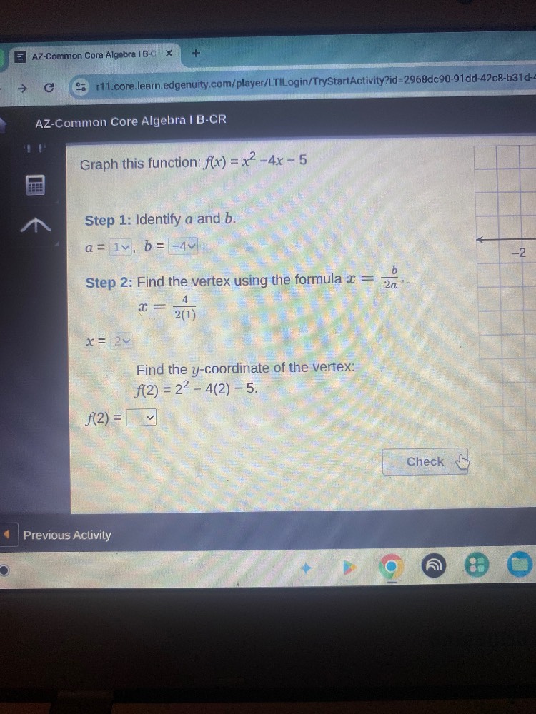 graph this function: $f(x) = x^2 - 4x - 5$ step 1: identify $a$ and $b$…