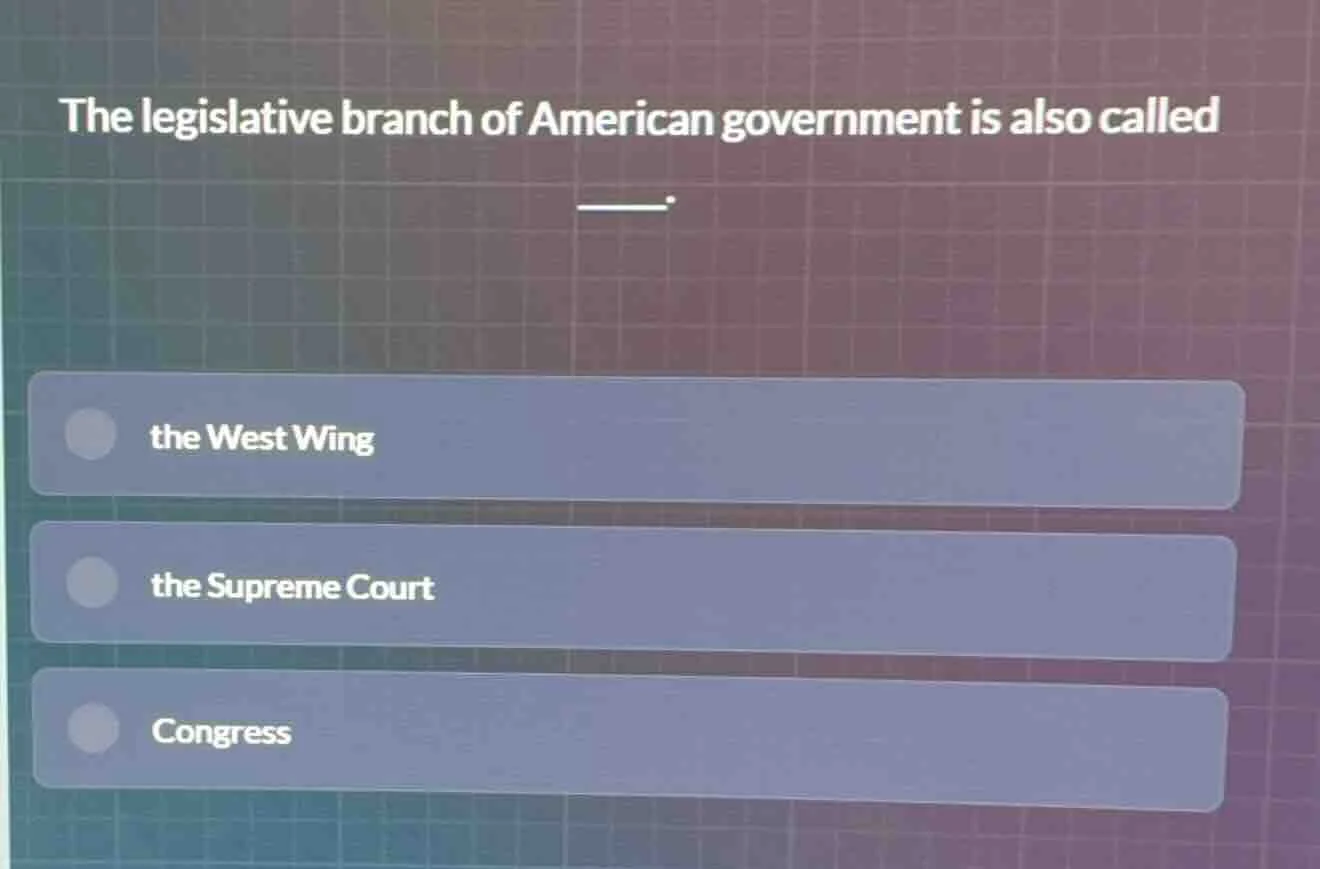 the legislative branch of american government is also called ____. the …