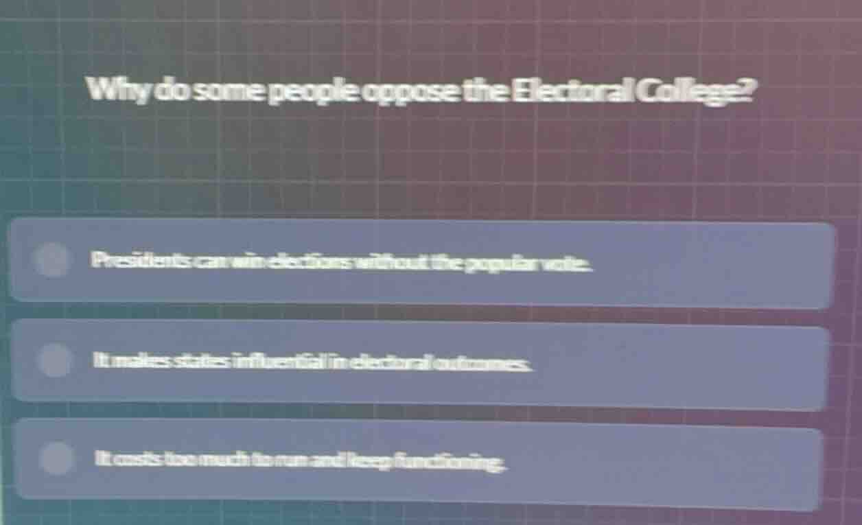 why do some people oppose the electoral college? presidents can win ele…