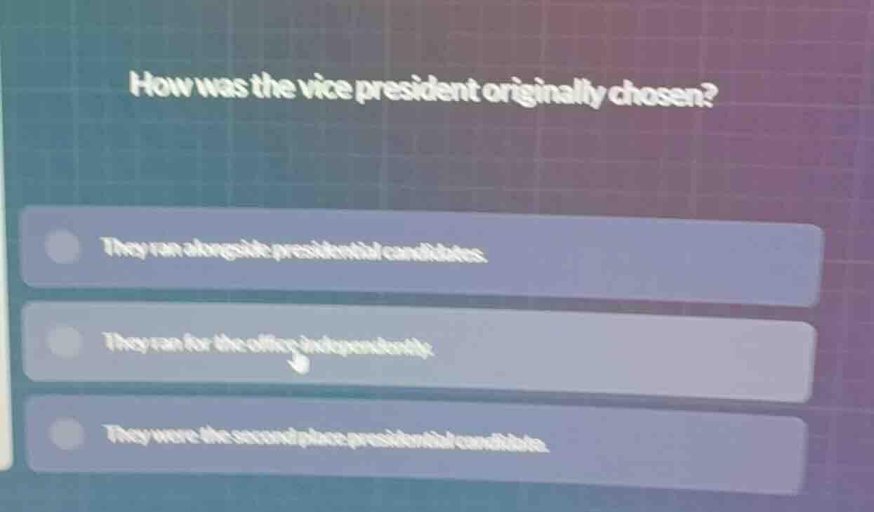 how was the vice president originally chosen? they ran alongside presid…