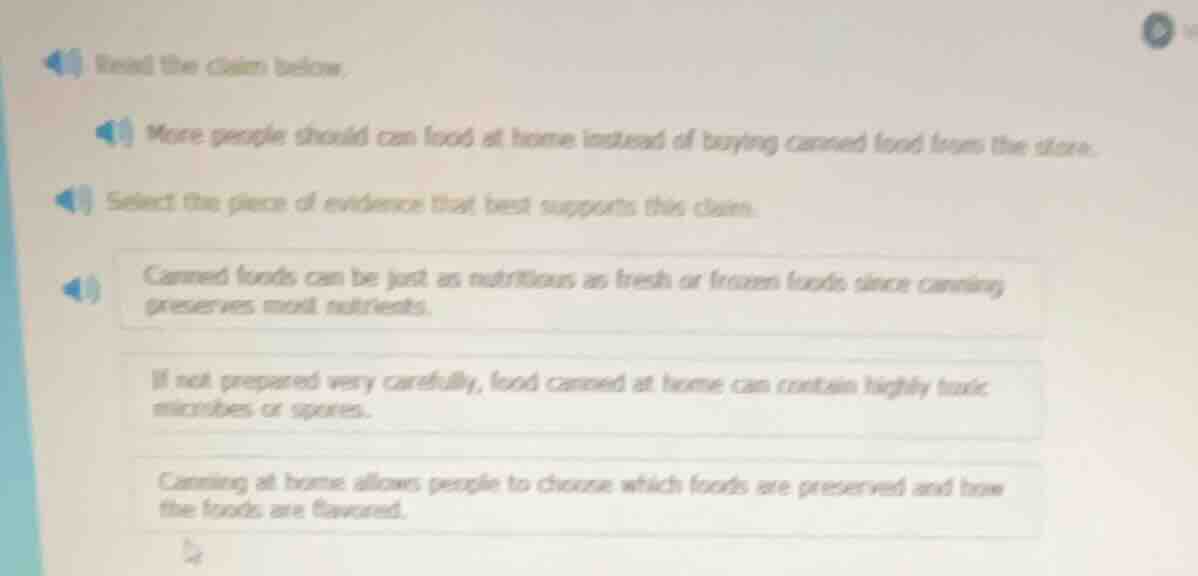 read the claim below. more people should can food at home instead of bu…