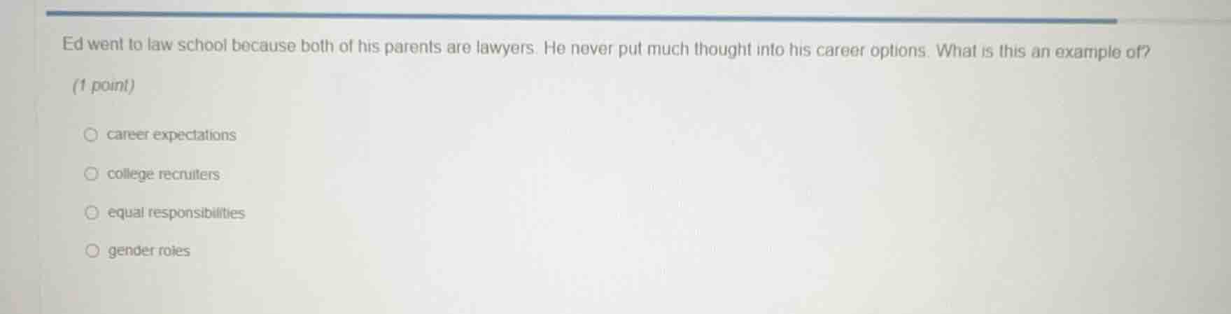 ed went to law school because both of his parents are lawyers. he never…