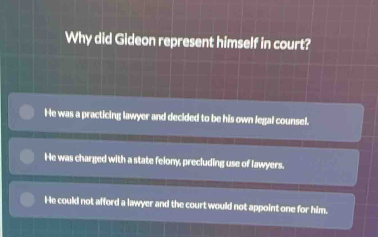 why did gideon represent himself in court? he was a practicing lawyer a…