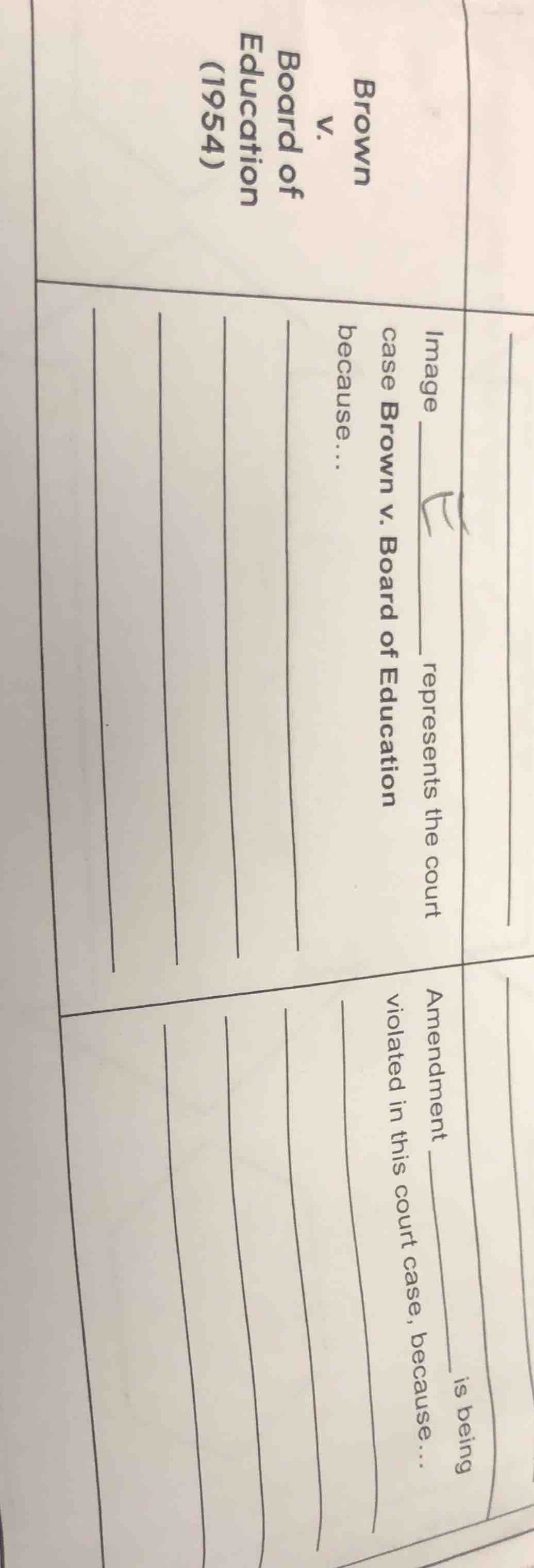 brown v. board of education (1954) image ____ represents the court case…