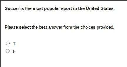 soccer is the most popular sport in the united states. please select th…