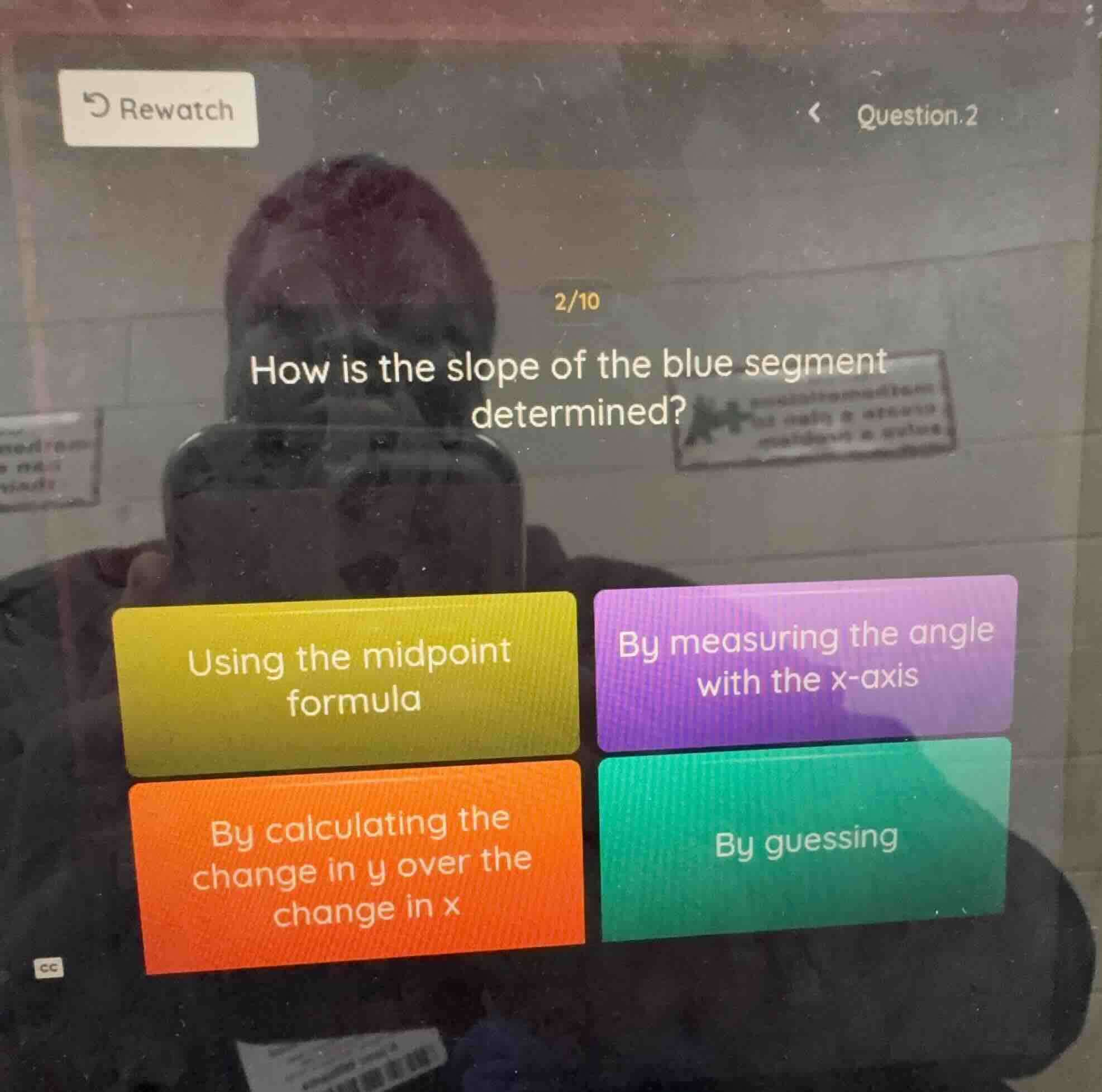 how is the slope of the blue segment determined? using the midpoint for…