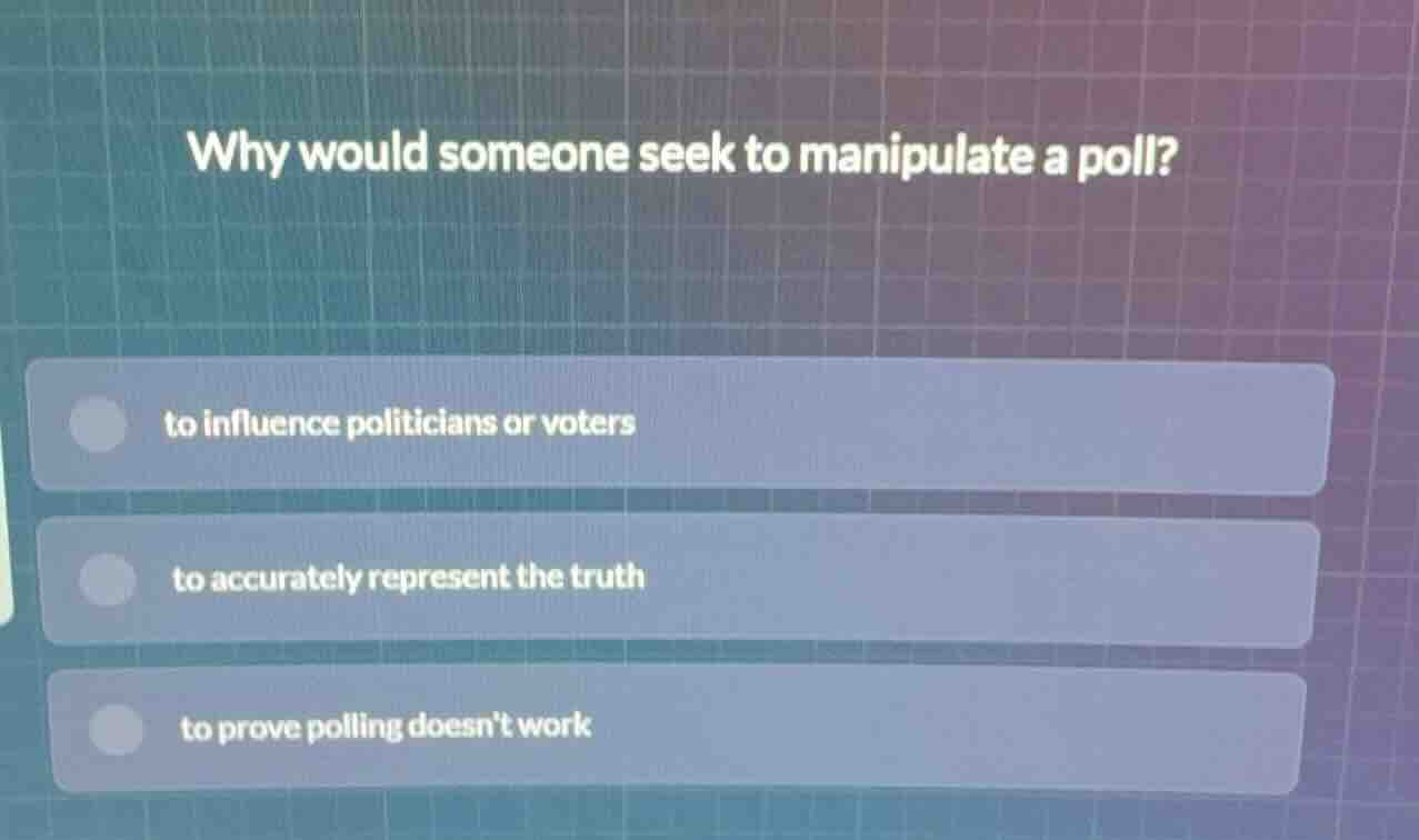 why would someone seek to manipulate a poll? to influence politicians o…