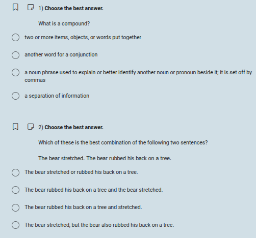 1) choose the best answer. what is a compound? two or more items, objec…