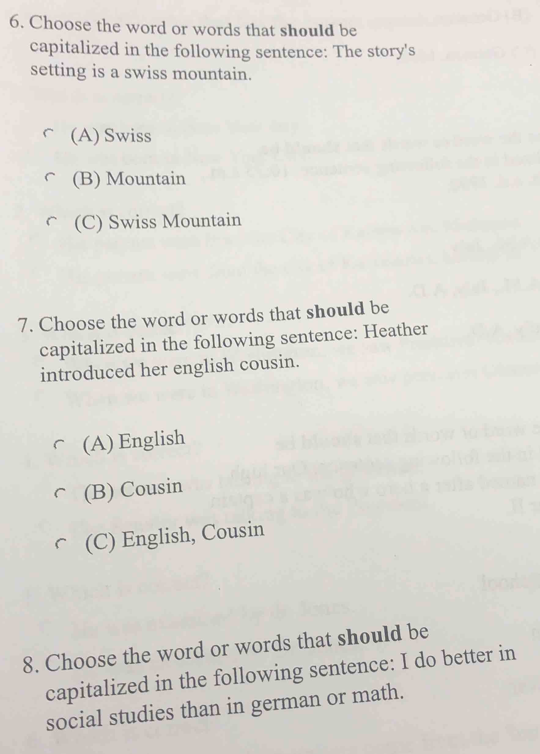 6. choose the word or words that should be capitalized in the following…