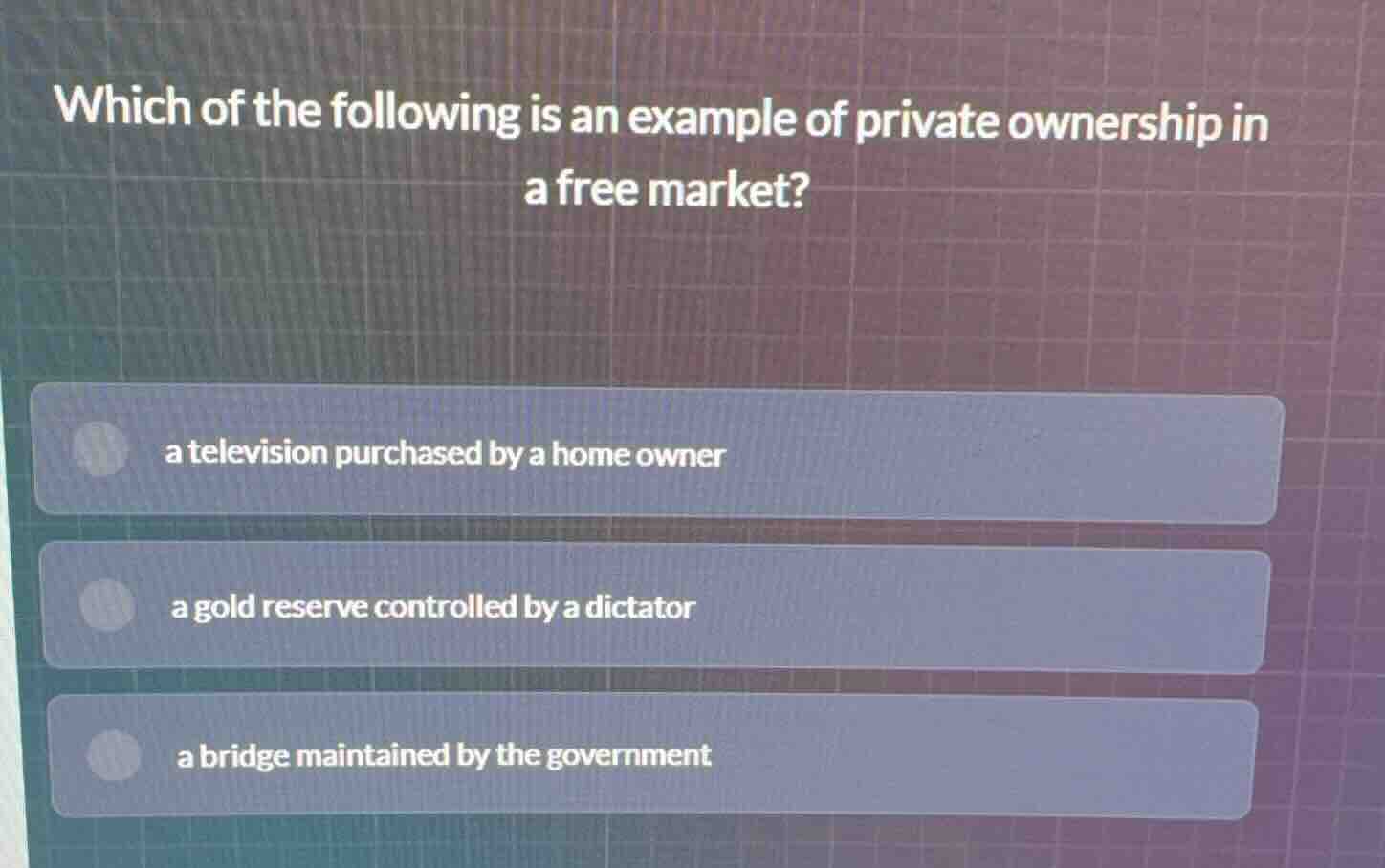 which of the following is an example of private ownership in a free mar…