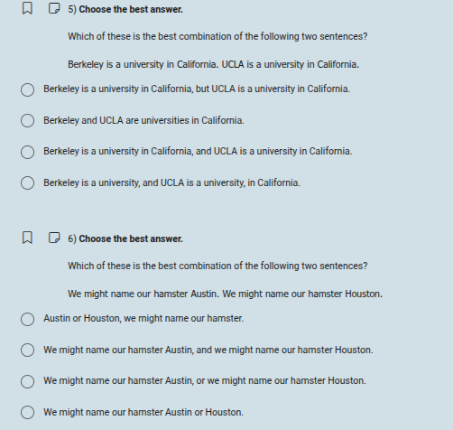 5) choose the best answer. which of these is the best combination of th…