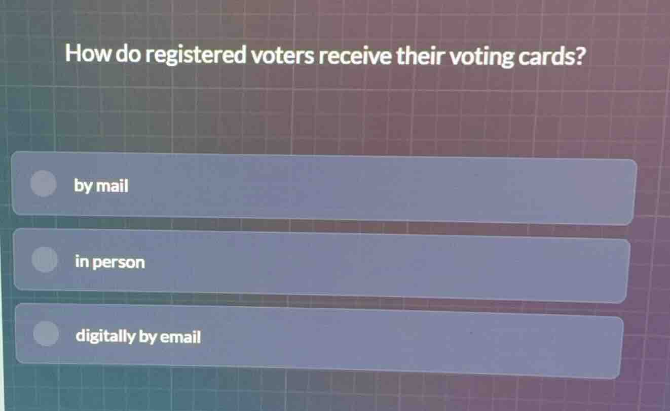 how do registered voters receive their voting cards? by mail in person …
