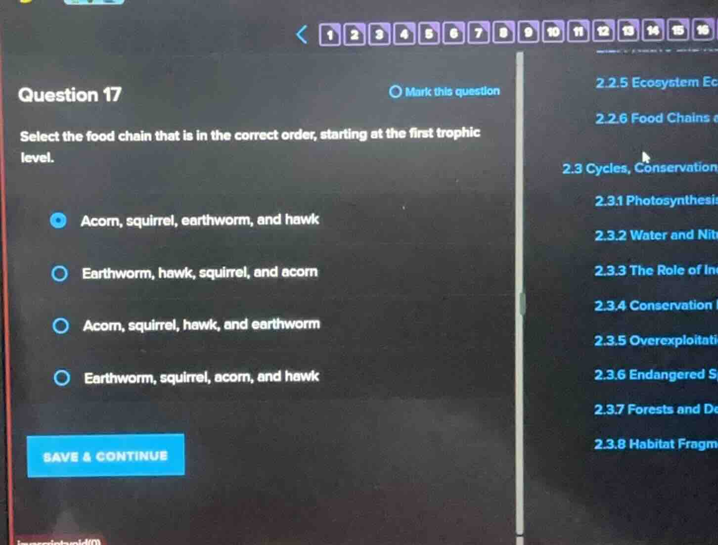 question 17 mark this question select the food chain that is in the cor…