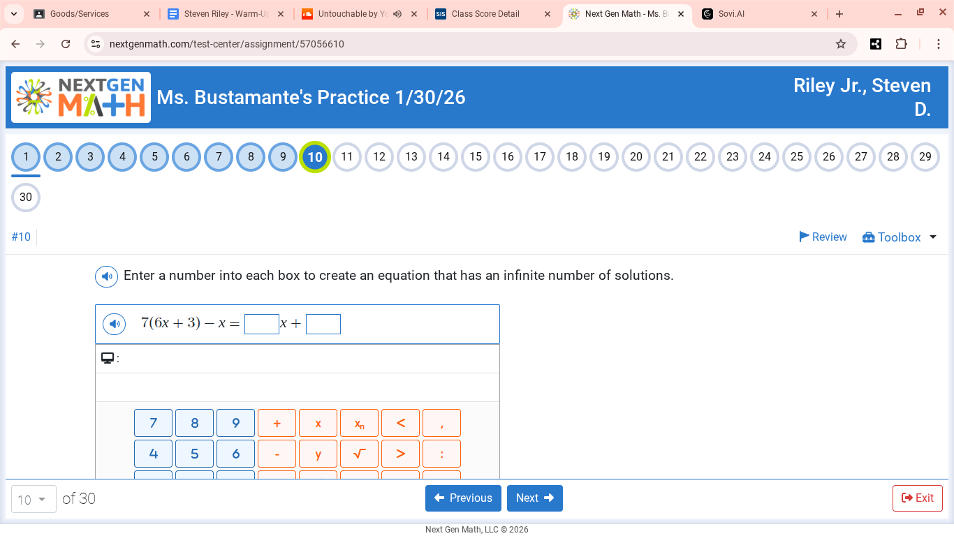 enter a number into each box to create an equation that has an infinite…