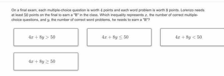 on a final exam, each multiple - choice question is worth 4 points and …