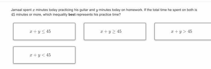 jamaal spent ( x ) minutes today practicing his guitar and ( y ) minute…
