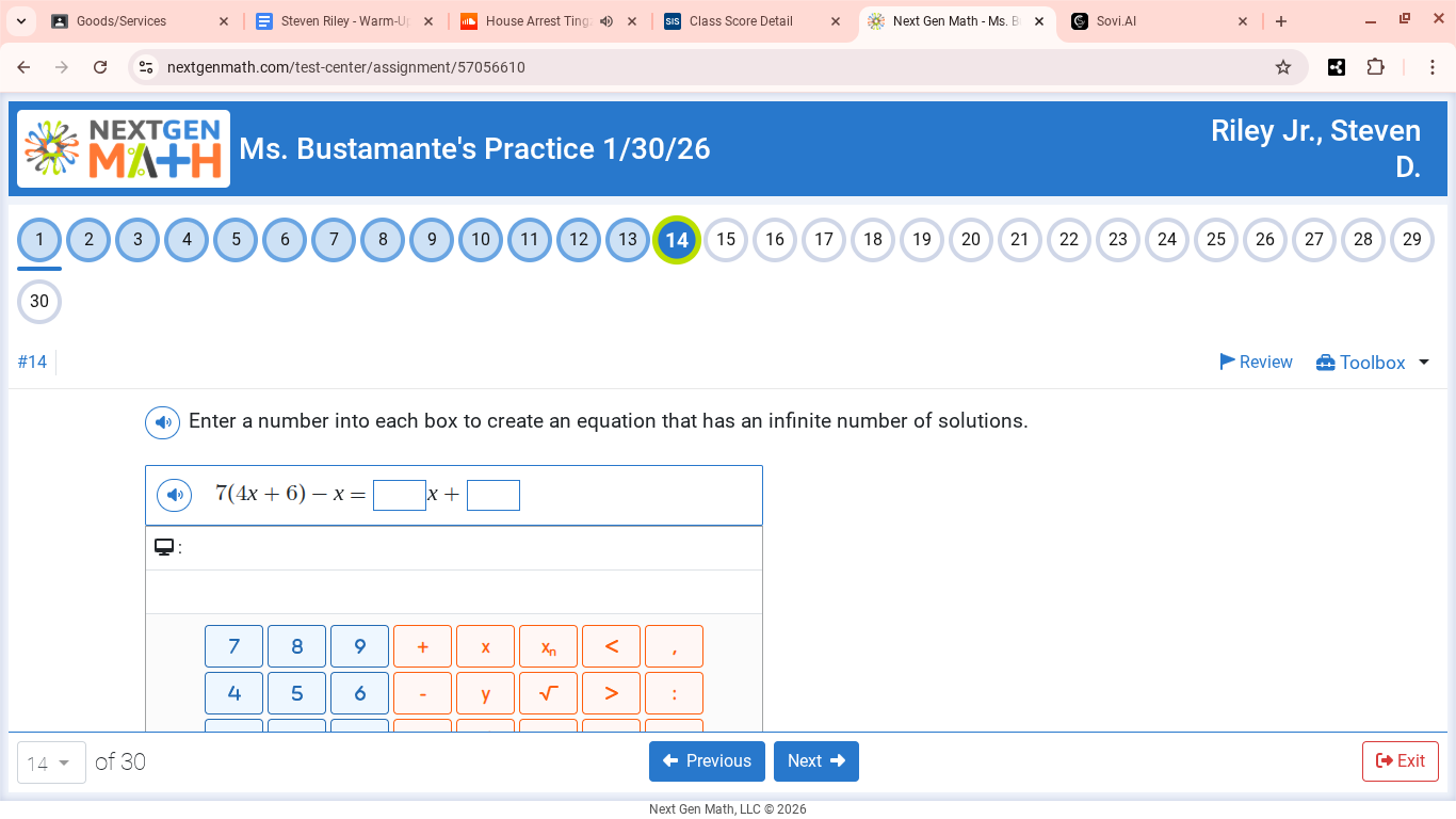 enter a number into each box to create an equation that has an infinite…