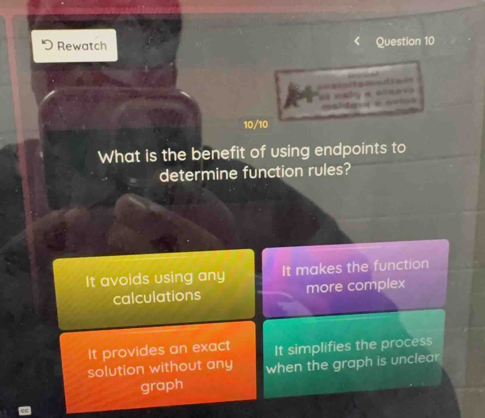 question 10 what is the benefit of using endpoints to determine functio…