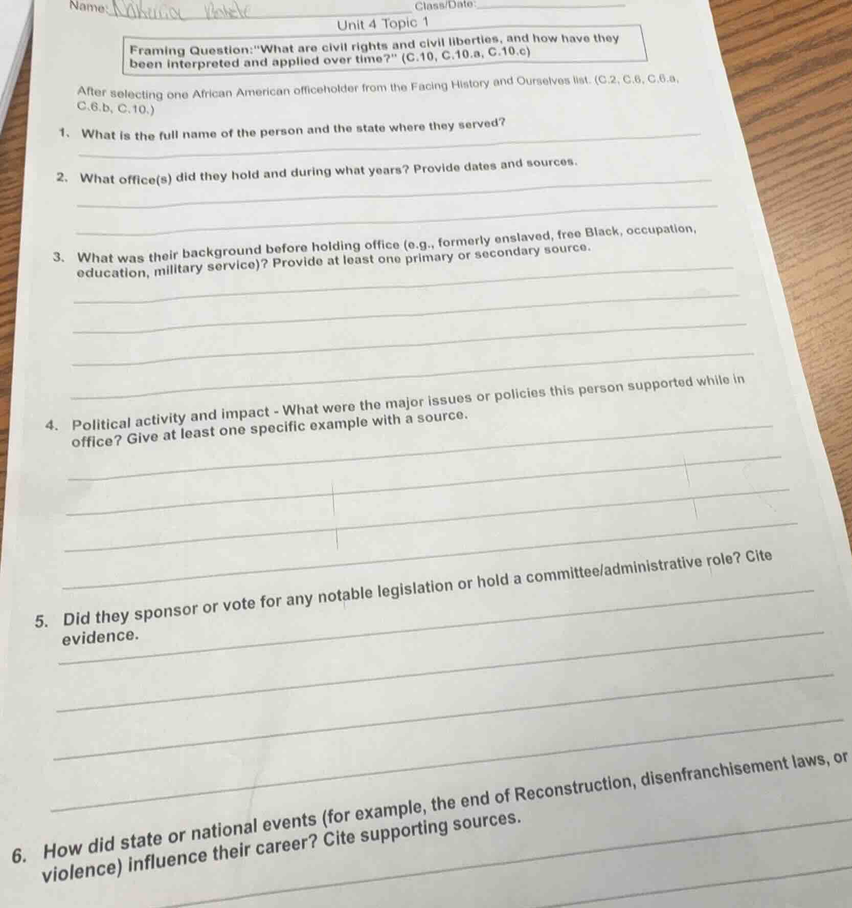 name: class/date: unit 4 topic 1 framing question:\what are civil right…