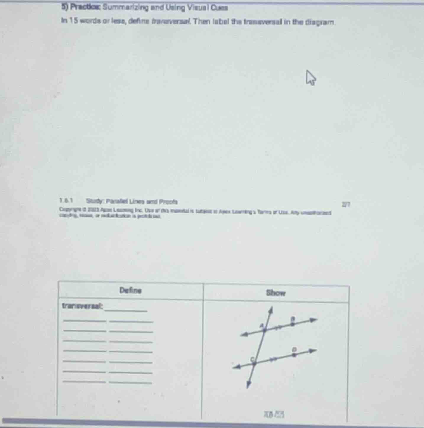 5) practice: summarizing and using visual cues in 15 words or less, def…
