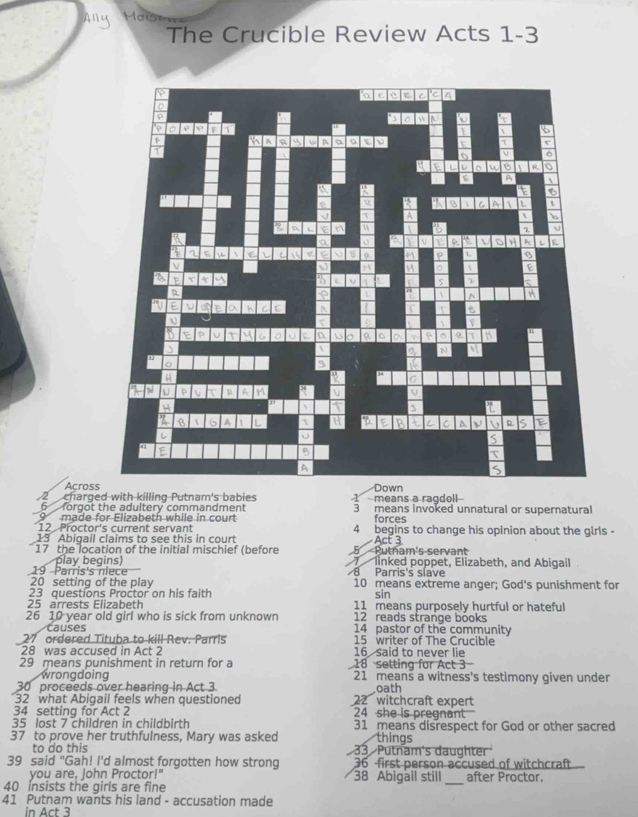 the crucible review acts 1-3 across 2 charged with killing putnams babi…