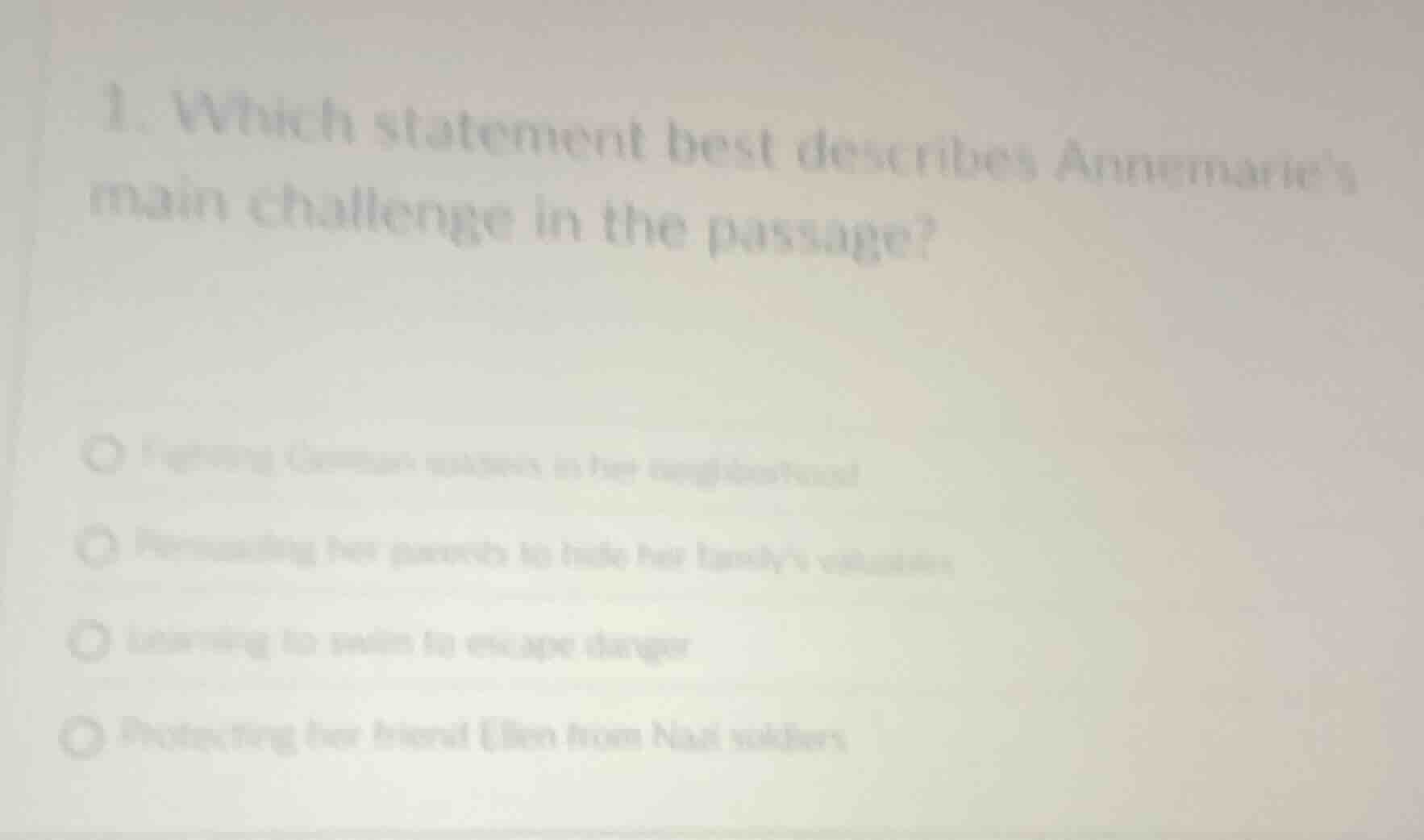 1. which statement best describes annemarie’s main challenge in the pas…