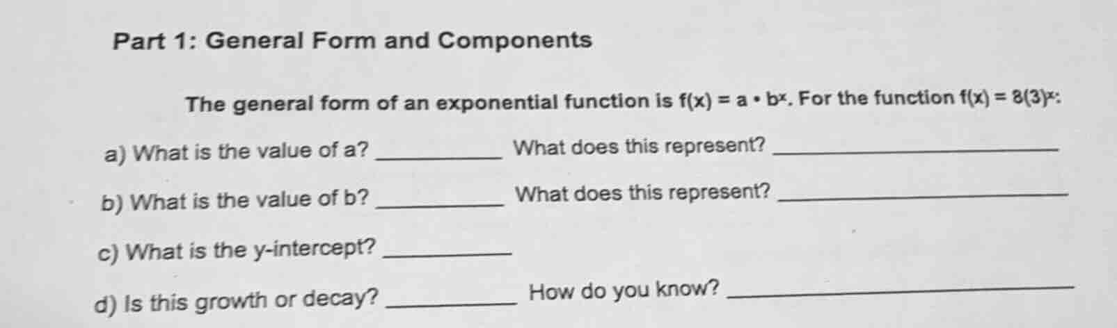 part 1: general form and components the general form of an exponential …