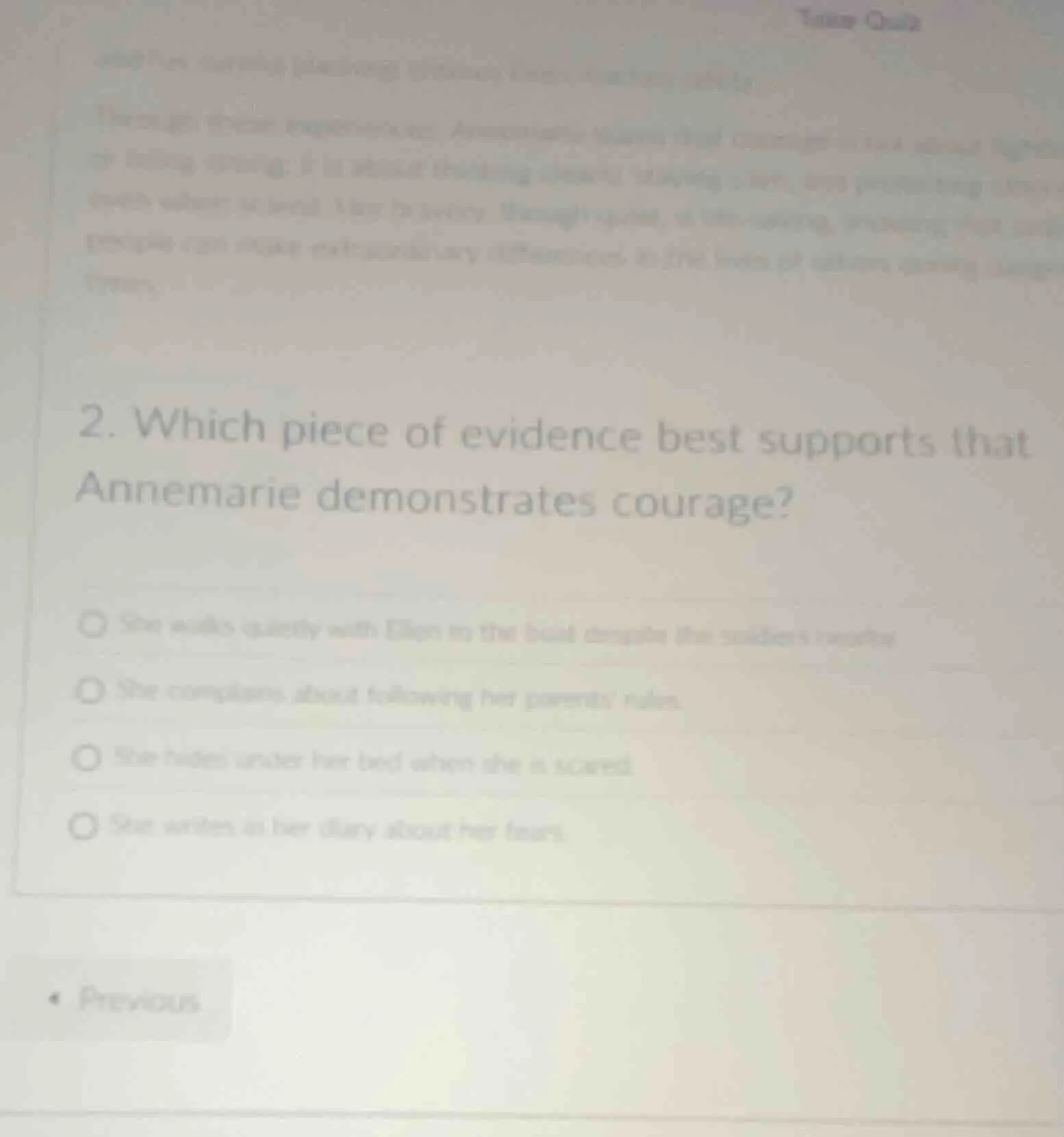 2. which piece of evidence best supports that annemarie demonstrates co…