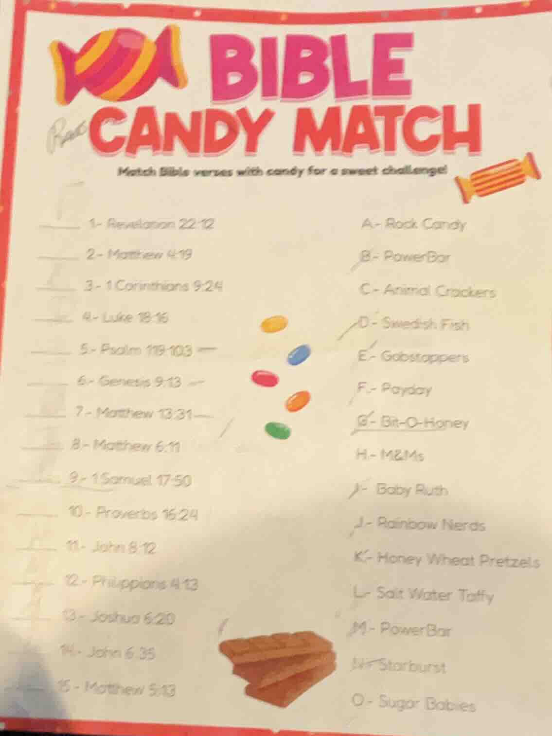 bible candy match match bible verses with candy for a sweet challenge! …