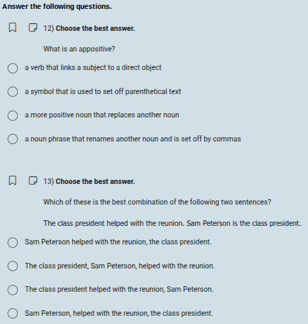 answer the following questions. 12) choose the best answer. what is an …