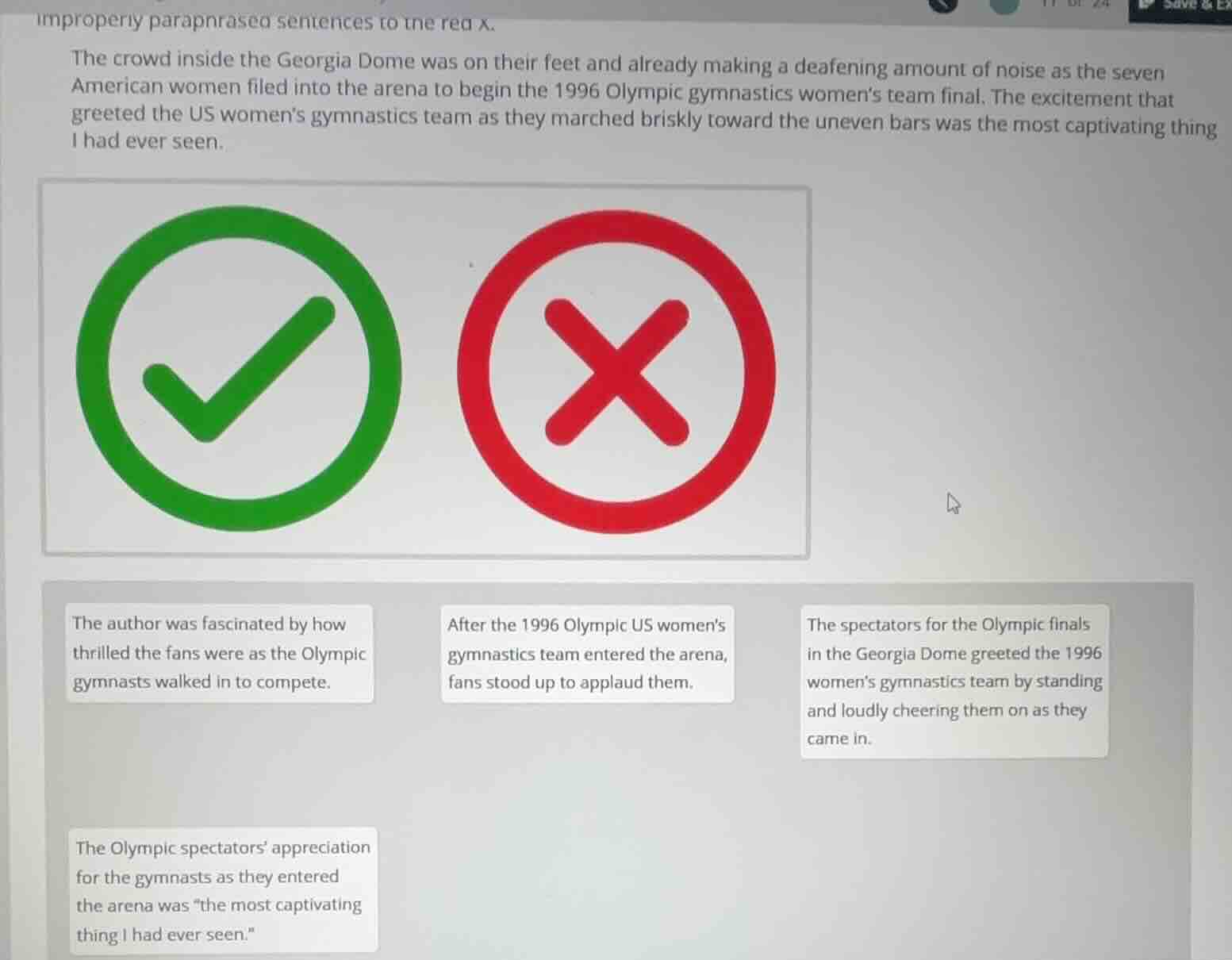 improperly paraphrased sentences to the red x. the crowd inside the geo…