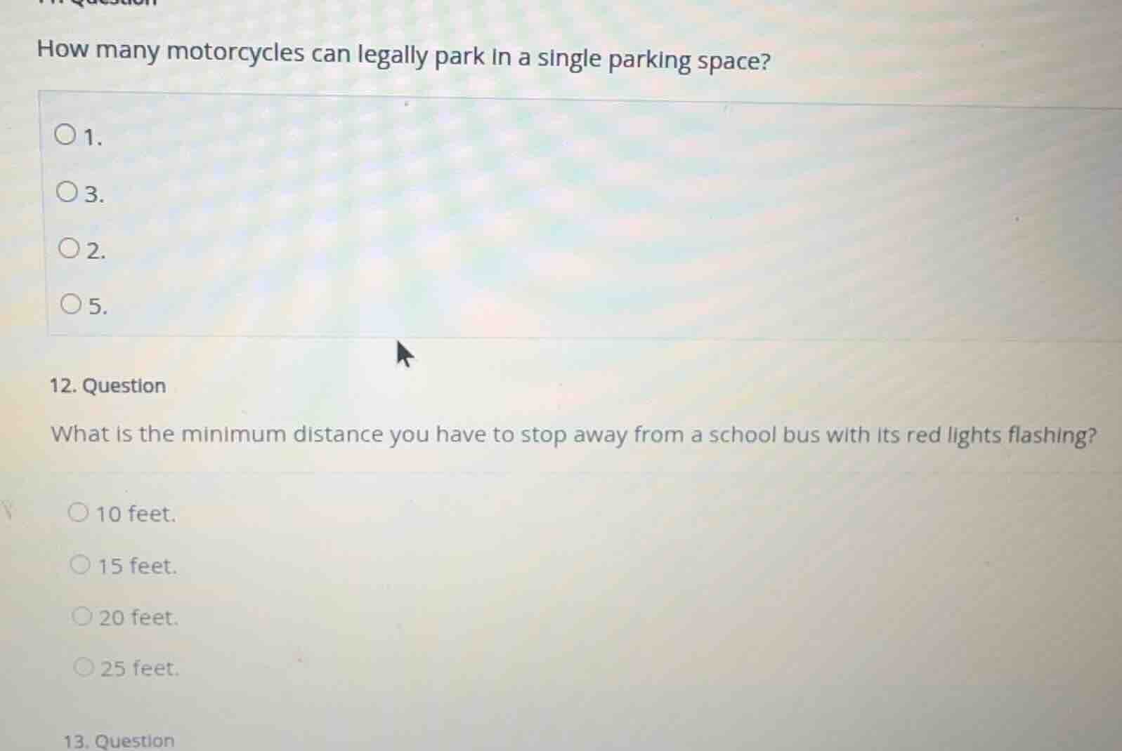 how many motorcycles can legally park in a single parking space? ○1. ○3…