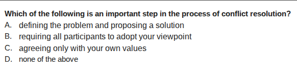 which of the following is an important step in the process of conflict …