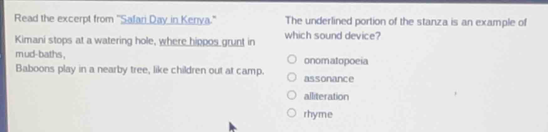 read the excerpt from \safari day in kenya.\ kimani stops at a watering…