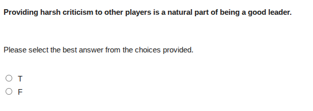 providing harsh criticism to other players is a natural part of being a…