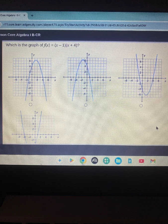 mon core algebra i b - cr which is the graph of ( f(x) = (x - 1)(x + 4)…