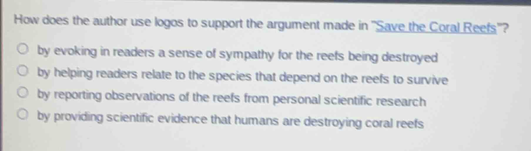 how does the author use logos to support the argument made in \save the…