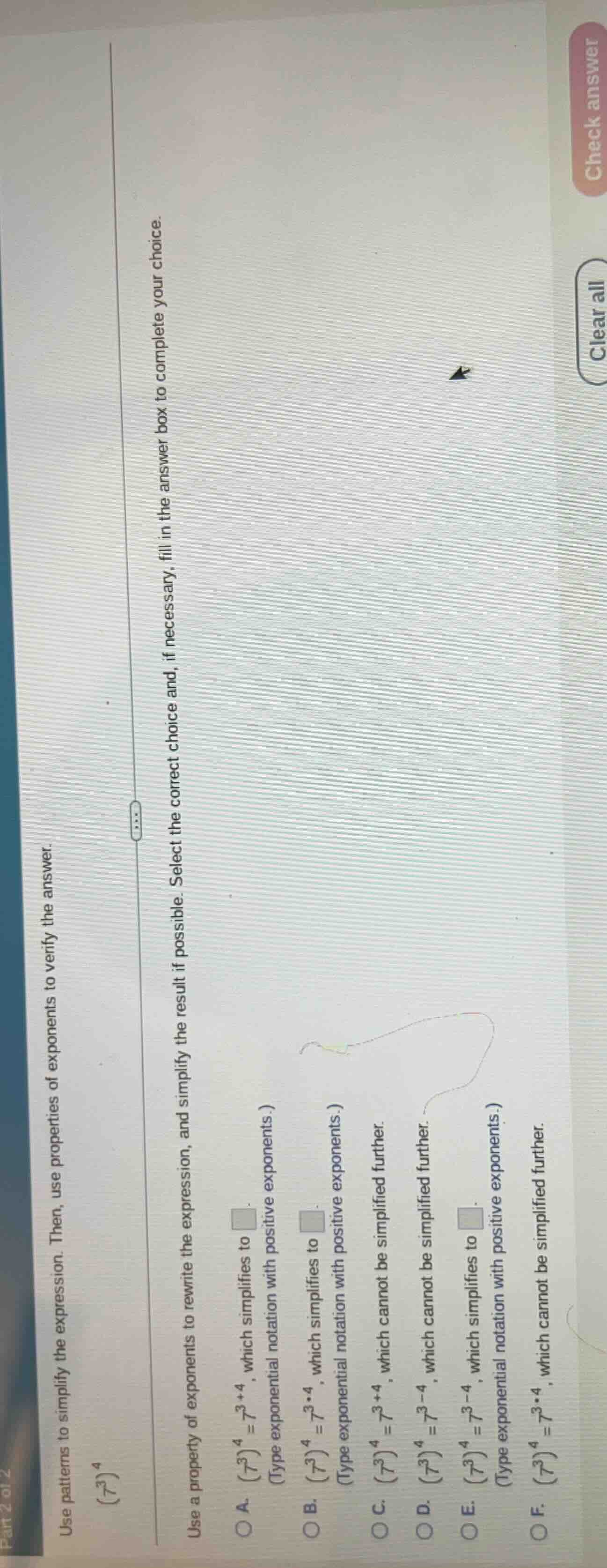 use patterns to simplify the expression. then, use properties of expone…