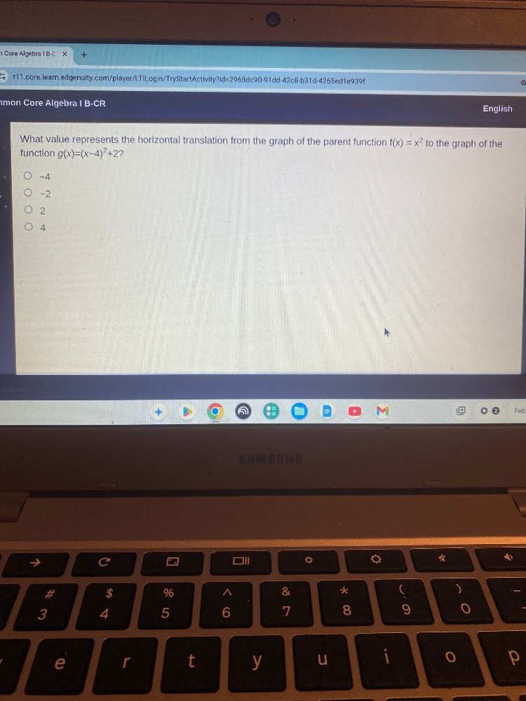 what value represents the horizontal translation from the graph of the …