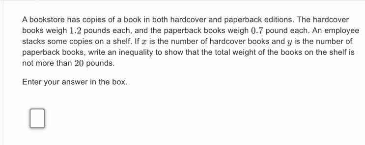 a bookstore has copies of a book in both hardcover and paperback editio…