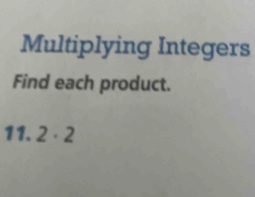 multiplying integers find each product. 11. 2·2